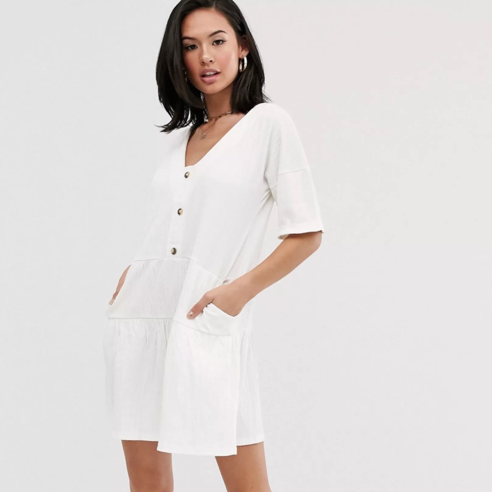 ASOS DESIGN TEXTURED SMOCK DRESS